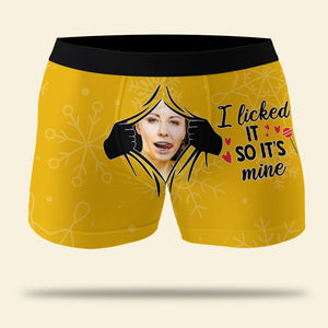 I Licked It So It's Mine, Funny Custom Photo Men Boxer Briefs, Gift For Him - Boxer Briefs - GoDuckee