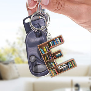 Personalized Gifts For Book Lover Keychain Alphabet Bookshelf - Keychains - GoDuckee