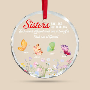 Personalized Gifts For Sisters Christmas Ornament Butterflies Wild Flower 02xqtn261124 - Ornament - GoDuckee