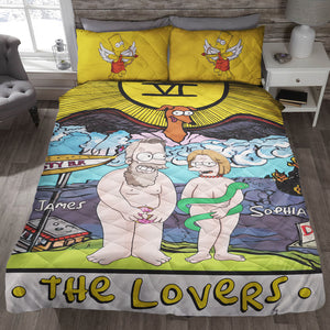 Personalized Gifts For Couple Quilt Bed Set, Funny Couple Tarot Card Style 02nadc290724hg - Blanket - GoDuckee