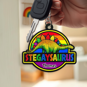 Colorful Dinosaur Keychain – Personalized Gifts for LGBTQ+ Pride 03hupu050625 - Keychains - GoDuckee