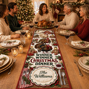 Winner Winner Christmas Dinner Quilted Table Runner - Personalized Christmas Gifts 07padt150826