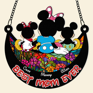 Personalized Gifts For Mom Window Hanging Suncatcher Ornament Mother's Day Mouse Mom And Kids 01ACDT240325 - Ornament - GoDuckee