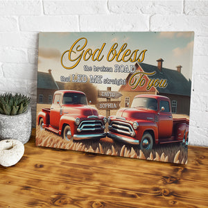 Personalized Gifts For Couple Canvas Print 03ohtn111224 God Bless The Broken Road That Led Me Straight To You - Poster & Canvas - GoDuckee