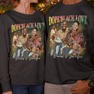 Dope Black Love, Couple Gift, Personalized Shirt, Black Couple Custom Photo Shirt - Shirts - GoDuckee