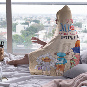 Personalized Gifts For Mom Wearable Blanket Just A Mom Anchoring Her Little Pirates 01TOPU200324PA - Blankets - GoDuckee