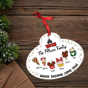 Where Dreams Come True, Gift For Family, Personalized Acrylic Ornament, Cartoon Family Snack Ornament, Christmas Gift 02NAHN311023 - Ornament - GoDuckee
