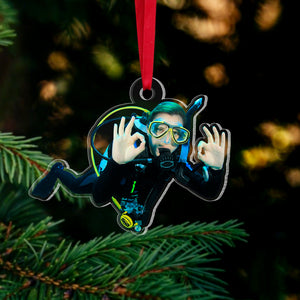 Personalized Diving Ornament, Custom Photo Acrylic Ornament, Christmas Gift For Scuba Diving Lover - Ornament - GoDuckee