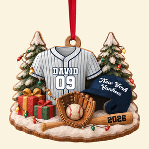Batter Up Wood Effect Ornament, Personalized Gifts For Sport Lovers 04QHTN141026 - Ornament - GoDuckee