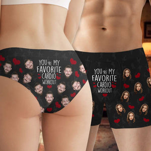 You're My Favotite Cardio Workout, Personalized Couple Boxer Briefs, Couple Face Gifts - Boxer Briefs - GoDuckee