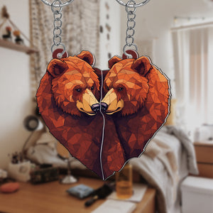 Personalized Bear Couple Keychains, Couple Gift - Keychains - GoDuckee