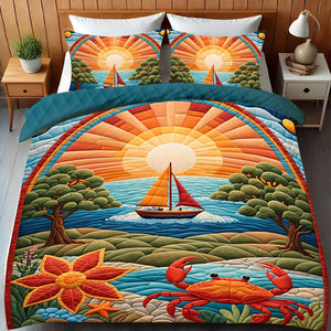 Coastal Scenery Quilt Bed Set 04HULU210125 - Blanket - GoDuckee