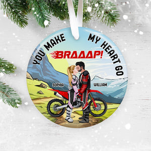 You Make My Heart Go, Personalized Ornament, Gifts For Motocross Couple - Ornament - GoDuckee