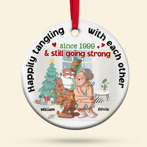 Happily Tangling With Each Other And Still Going Strong, Personalized Ornament For Old Couples, Couple Gift - Ornament - GoDuckee