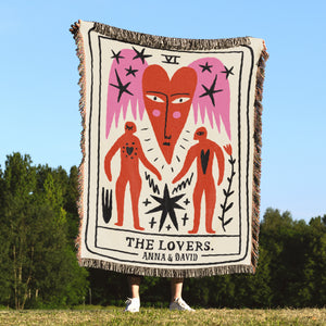 Personalized Tarot Couple Woven Blanket, Gift For Couple - Blanket - GoDuckee