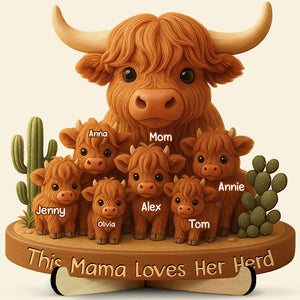 Personalized Gifts For Cow Mom Wood Sign Highland Cow Mama - Wood Sign - GoDuckee