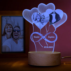 Anniversary Gifts For Couple, Personalized Led Night Light Wood Base, Valentine's Day Gifts - Led Night Light - GoDuckee