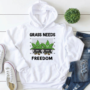 Grass Needs Freedom, Personalized Shirt, Weedhead Friends Gift - Shirts - GoDuckee
