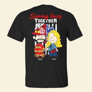 Personalized Gifts For Couple Shirt, First Responder Couple Saving Lives Together 02qhpu160125hg - Shirts - GoDuckee