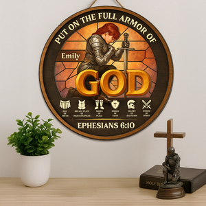 Personalized Woman Warrior of God Put On The Full Armor Of God Ephesians 6-10 01hupu060625 - Wood Sign - GoDuckee