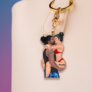 Personalized Gifts For Couple Keychain Funny Kissing Couple 14QHHU150125TM - Keychains - GoDuckee