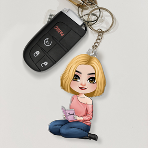 Personalized Gifts For Book Lover Keychain Reading Girl 02QHHU080425HH - Keychains - GoDuckee