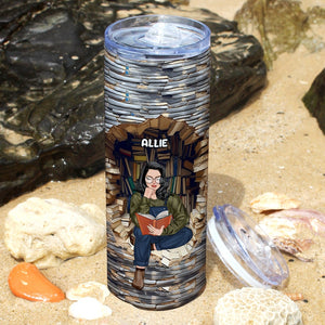 Personalized Gifts For Book Lovers Skinny Tumbler Reading Girl - Tumbler Cup - GoDuckee