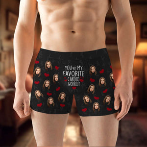 You're My Favotite Cardio Workout, Personalized Couple Boxer Briefs, Couple Face Gifts - Boxer Briefs - GoDuckee