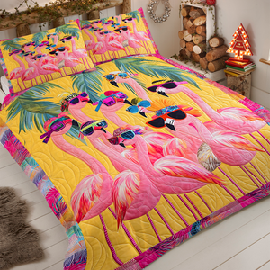 Personalized Gifts For Christmas Flamingo Quilt Bed Set 04HUPU051124 - Blanket - GoDuckee