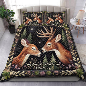 Personalized Gifts For Couple Quilt Bed Set, Romantic Deer Couple 03qhdt241224 - Blanket - GoDuckee