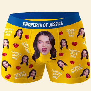 Custom Photo Gift For Couple Boxer I Licked It So It's Mine - Boxers & Briefs - GoDuckee