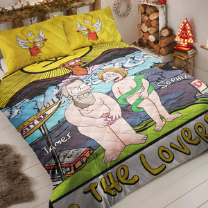 Personalized Gifts For Couple Quilt Bed Set, Funny Couple Tarot Card Style 02nadc290724hg - Blanket - GoDuckee