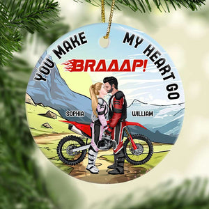 You Make My Heart Go, Personalized Ornament, Gifts For Motocross Couple - Ornament - GoDuckee