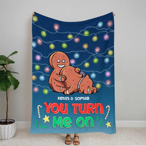 You Turn Me On, Personalized Blanket, Funny Couple Gifts - Blanket - GoDuckee