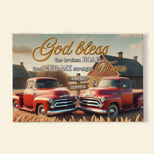 Personalized Gifts For Couple Canvas Print 03ohtn111224 God Bless The Broken Road That Led Me Straight To You - Poster & Canvas - GoDuckee