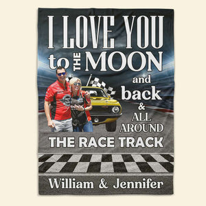 I Love You All Around The Race Track, Personalized Blanket, Couple Racing Gifts - Blanket - GoDuckee