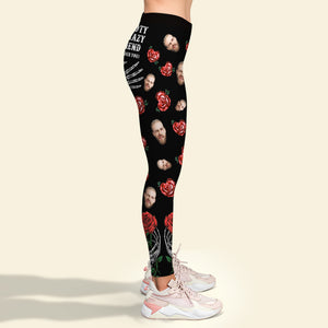 Sorry This Booty Is Taken By A Crazy Crazy Boyfriend, Couple Gift, Personalized Women Leggings, Funny Custom Face Legging - AOP Products - GoDuckee