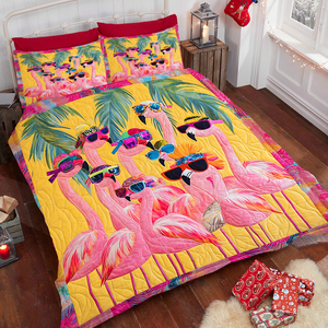Personalized Gifts For Christmas Flamingo Quilt Bed Set 04HUPU051124 - Blanket - GoDuckee