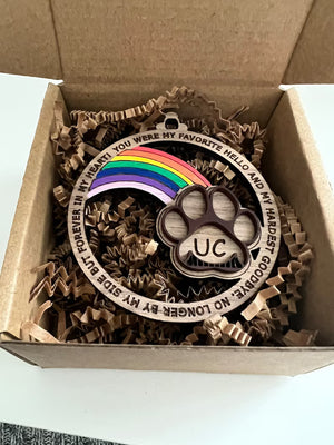 Personalized Rainbow Bridge Pet Memorial Wood Ornament - My Favorite Hello And Hardest Goodbye - Ornament - GoDuckee