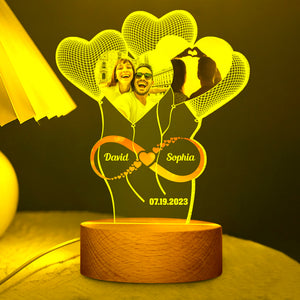 Anniversary Gifts For Couple, Personalized Led Night Light Wood Base, Valentine's Day Gifts - Led Night Light - GoDuckee