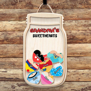 Personalized Gifts For Grandma Wood Sign Mason Jar Of Hearts, Mommy's Sweethearts 03QHDT080324 - Wood Signs - GoDuckee