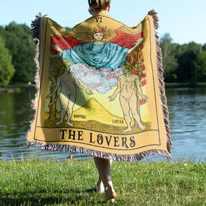 Personalized Tarot Couple Woven Blanket, Gift For Couple - Blanket - GoDuckee