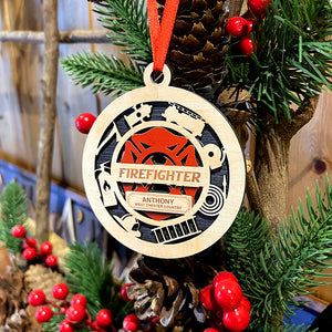 Bravery Loyalty Heroic - Personalized Layered Wood Ornament, Christmas Gift For Firefighter - Ornament - GoDuckee