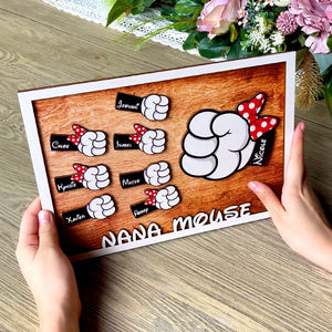Mommy Mouse - Personalized Layered Wood Sign Stand - Gift For Mom, Dad - Wood Sign - GoDuckee