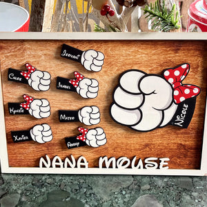 Mommy Mouse - Personalized Layered Wood Sign Stand - Gift For Mom, Dad - Wood Sign - GoDuckee