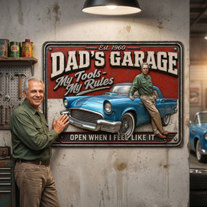 Retro Car Garage Dad Metal Sign - Personalized Custom Photo Gifts For Dads 03HUTI200526 - Metal Signs - GoDuckee