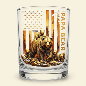 Papa Bear Round Glass - Personalized Gifts For Dad 02nati110526 - Glass - GoDuckee