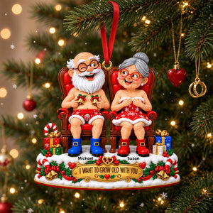 Naughty Old Couples Acrylic Ornament - Personalized Christmas Gifts For Couples 04ohti081026 - Ornament - GoDuckee