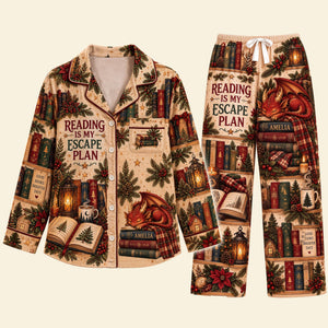 Mystical Dragon Library Pajama Set - Personalized Gifts For Book Lovers 02pati031026 - Pajama Set - GoDuckee