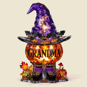 Bat Kids Pumpkin Light Box - Personalized Gifts For Grandma, Mama Halloween Acrylic Light Box 02PATI300726-Homacus